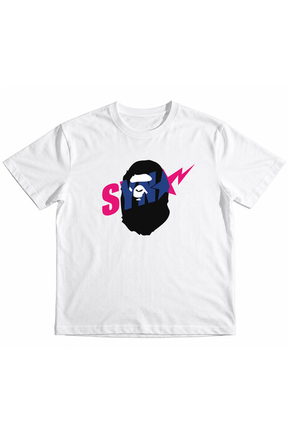 Girls' and Boys' Bape Pink Thunderfront Printed 100% Cotton Organic T-Shirt