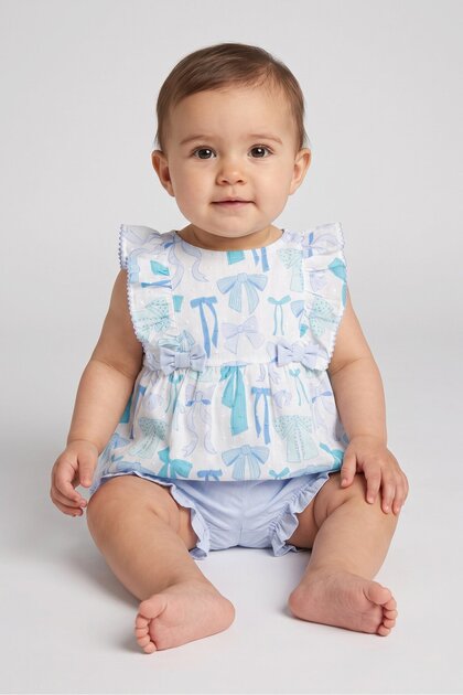 Toddlers Girl 2 Pieces Allover Print Top And Shorts Set, Multicolor