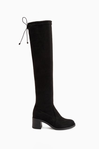 Roxie Black Suede Stretch Long Women's Boots