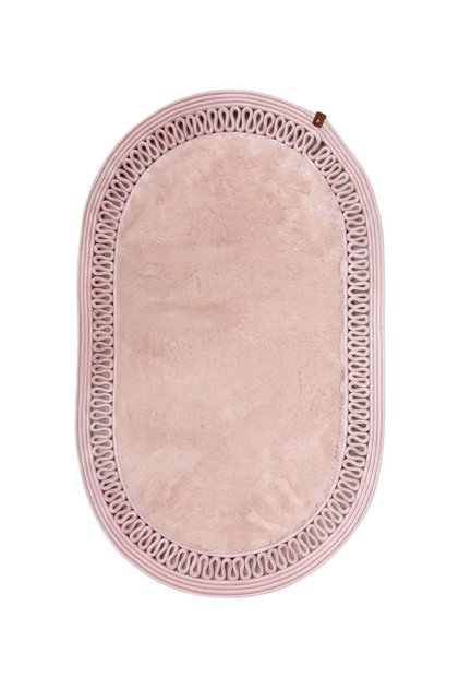 Luna Series Plush Textured Oval Mat 40X60 cm - Non-Slip Bathroom and Door Mat with Jute Edges