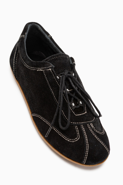 Berry Genuine Leather Black Suede Lace-Up Casual Women's Shoes