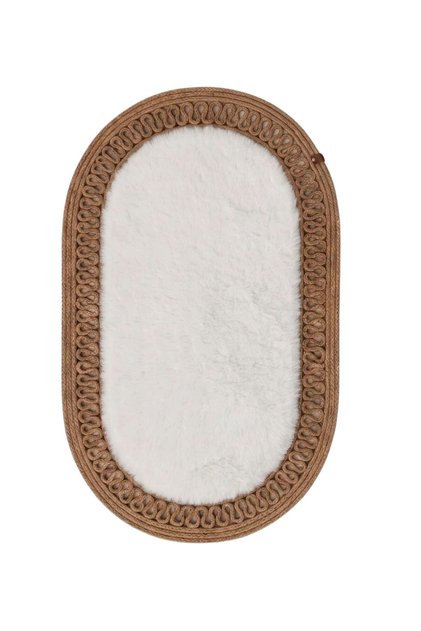 Luna Series Plush Textured Oval Mat 60X100 cm - Non-Slip Wide Bath Mat with Jute Edges
