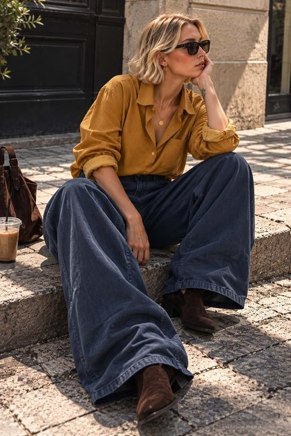Forest Vintage Wide Leg Lyocell - Tencel Comfortable Fit Pants