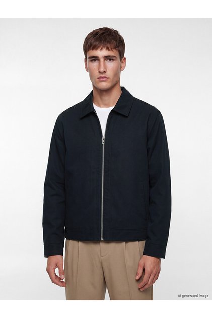 Ozmarka New Season Navy Blue Regular Fit Shirt Collar Men's Jacket