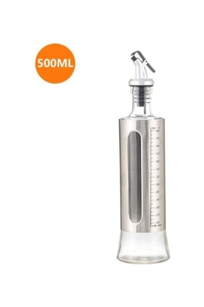 Olive Oil and Vinigar Dispenser with Lever Release Pourer Silver/Black