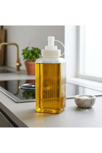 Cuisine Art 800ml Oil Dispenser Squeeze Bottle – Food-Safe PE Plastic with Fine-Tip Nozzle Tethered