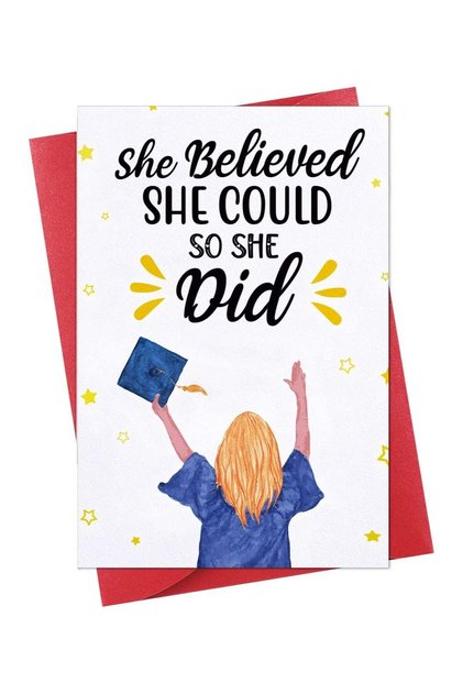 Graduation Card for Her 4"x6"She Believed She Could So She Did Graduation Gift Cards Congratulation