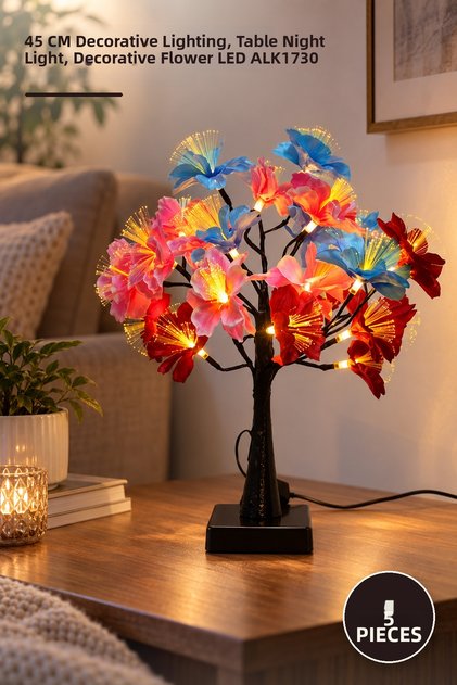 5 Decorative Led Flowers – 45 cm Decorative Lighting, Tabletop Night Light, Decorative Flower Led Alk1730