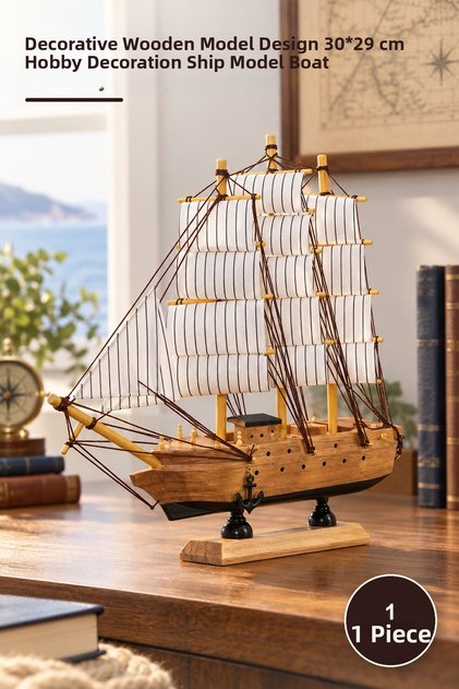 1 Piece Wooden Ship – Decorative Model Wooden Design 30*29 cm Hobby Decoration Ship Model Boat