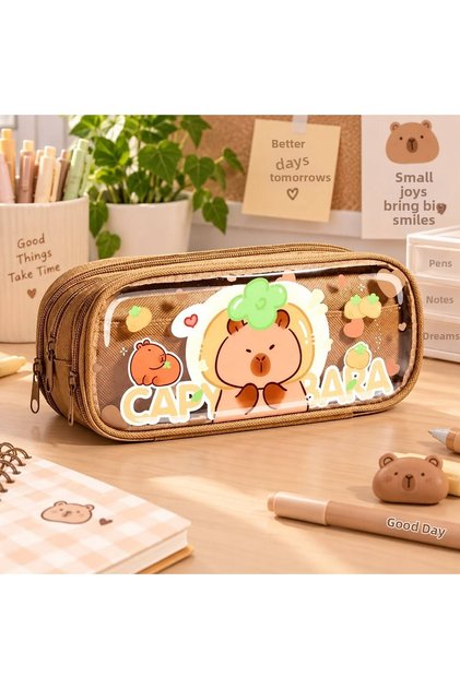 Oxford Fabric Multi-Compartment Large Capacity School Stationery Capybara Capybara Astronaut Figured Brown Illustrated Girl Boy Student Waterproof Pen Holder Pencil Case