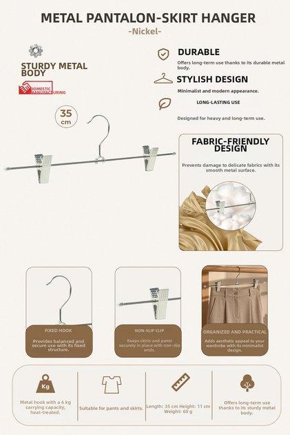 Metal Hanger with Silver Latch 35cm Pack of 5
