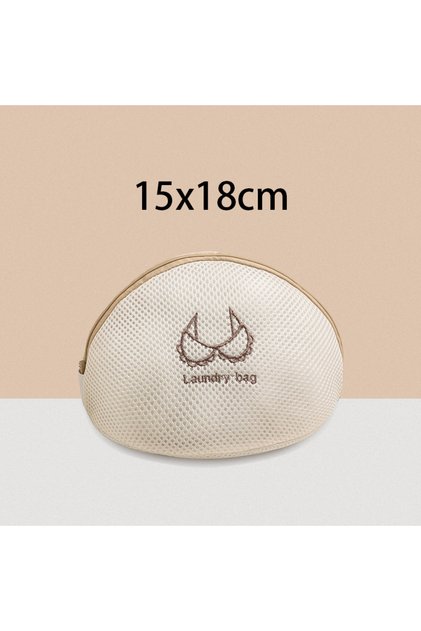 حقيبة غسيل ملابس منزلية مقاس 18×15 سم، مصنوعة من شبكة دقيقة ومطرزة، مناسبة لتنظيف الملابس والغسيل.