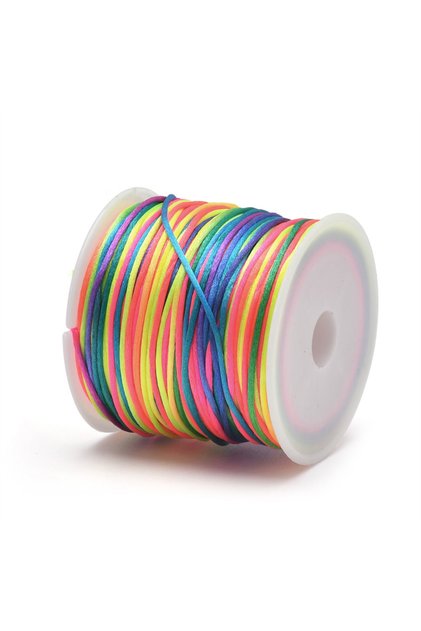 1.5mm 22Meters Multi-colors 1.5mm Crafts Satin Rattail Cord String from Nylon for Chinese Knot, Macr