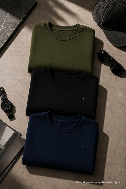 Men's Long Sleeve Trendy Loose 3-Piece Sweatshirt