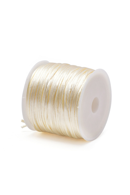 1.5mm 22Meters Beige 1.5mm Crafts Satin Rattail Cord String from Nylon for Chinese Knot, Macramé, Tr