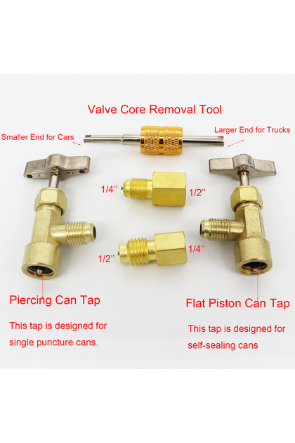 1 set R134A Self-Sealing and Single Puncture Can Taps with Valve Core Removal Tool Self-Sealing and