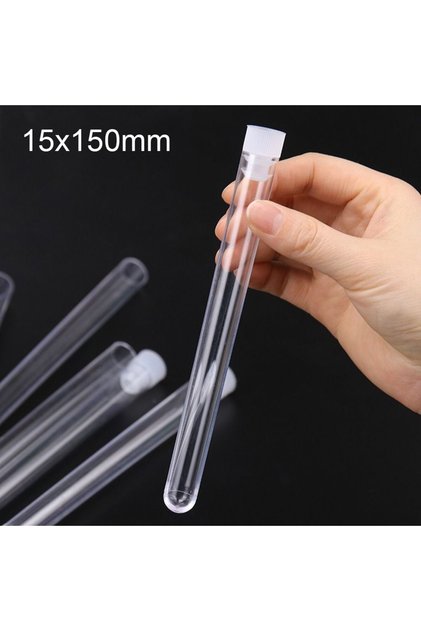 10PCS 15x150mm Plastic Test Tubes Vials Sample Container Sample Tube With Cap For Office School Chem