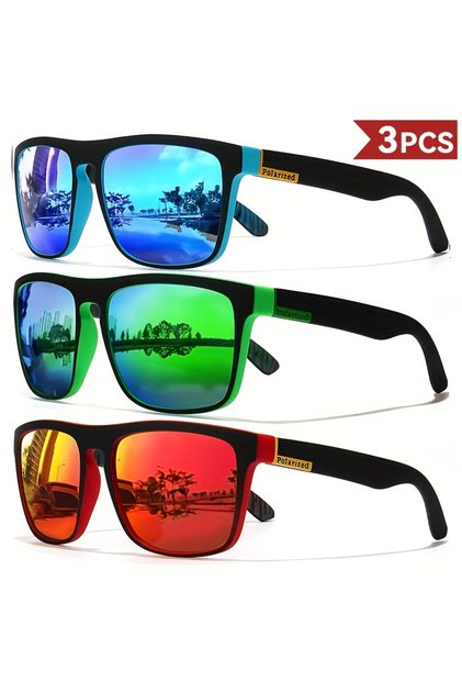 3PCS-3 Fashion Vintage Square Polarized Sunglasses Men Women Driving Fishing Luxury Brand Designer S