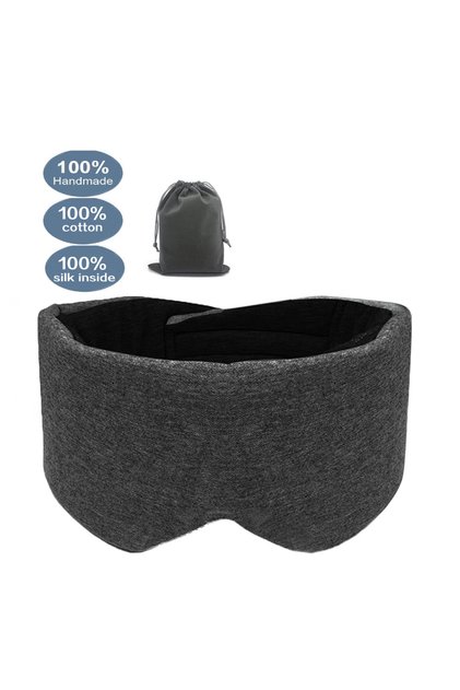 Black 100% Cotton Silk Sleep Mask Blindfold Eye Cover Eye Patch Women Men Soft Portable Blindfold Tr