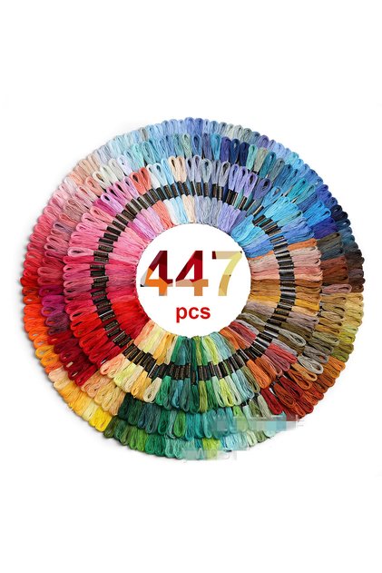 6 Strands Without Side 447 Color 50/100/150/200/447Pcs Multicolor Embroidery Thread Cross Stitch Flo