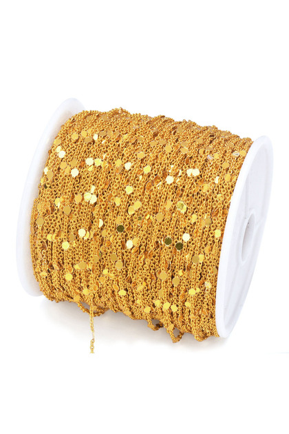 1.5mm 5meters gold color 5m/roll 1.5mm Sequins Chain Copper Cable Chains Gold Silver Necklace Bracel