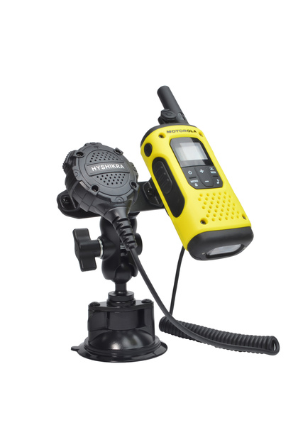 2-in-1 Walkie Talkie Car Mount&Speaker Mic Clip Holder, Handheld Two Way Radio Car Suction Cup Brack