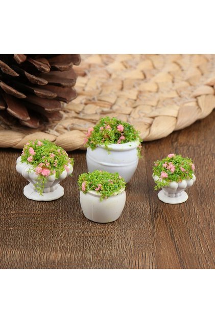 4pcs 4pcs Dollhouse Furniture 1:12 Accessories Mini Green Plant Bonsai Flower Pots