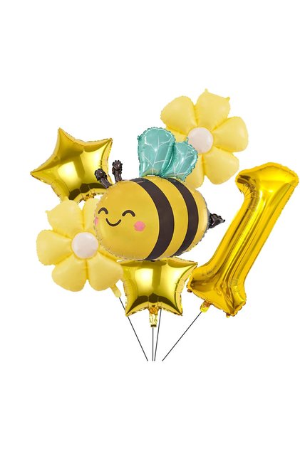 NUMBER 32inch Bee set A 1 6pcs Bee Daisy Golden 32 inch Number Aluminum Foil Balloons Set Daisy Flow