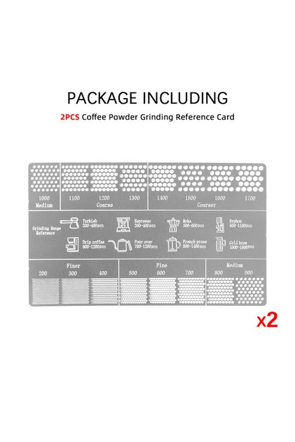 2PCS Coffee Reference Card Metal Coffee Measuring Stick Tools Coffee Size Ruler Grinder Accessory
