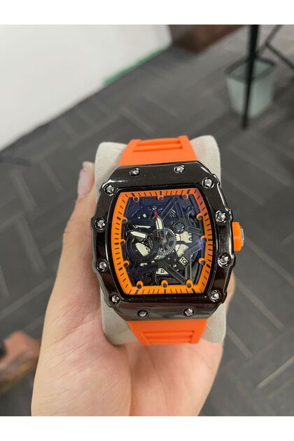 orange Men Watches Light Luxury Brand Domineering Beauty Trend Pentagram Luminous Wine Barrel Shape