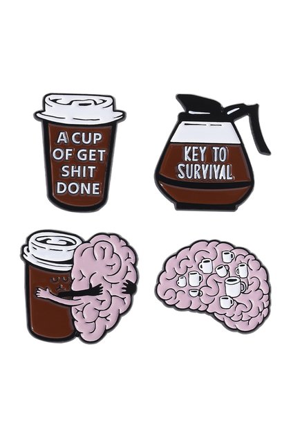 AB2395 100% Pure Coffee Iv Bag For Medical Enamel Pins Coffee Filling Brain Inject Key To Survival C