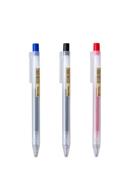 0.5mm 3 PCS A 0.5mm Press Gel Pen Blue/Black/Dark Blue/red Ink MUJIs Refills Rod Handle Ballpoint Sc