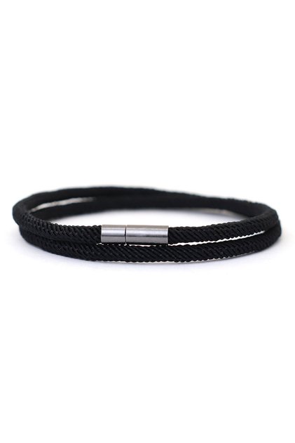 M 19.5cm 7.7Inch Black Noter New Arrival Mens Rope Bracelet 4mm Nylon Double Layer Lucky Thread Brac