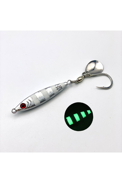 40g D Luminous Testar 20g 30g 40g 60g 80g Fishing Lures Metal Jig Blade Hook Inshore Jig Head Wobbl