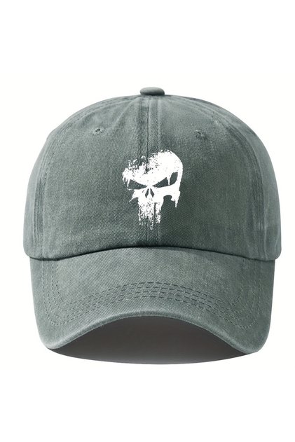 Adjustable GRAY Printed Skull Baseball Hat Outdoor Sunshade Vacation Camping Travel Leisure Occasion