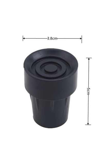 black Trekking Pole Cap Walking Stick Crutch Cane Bottom Pads Cover Ferrule Non-slip Foot Cover ...