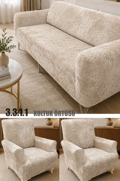 Koltuk Örtüsü Kadife Koltuk Kılıfı Takımı 3.3.1.1 Sofa Cover leke tutmaz
