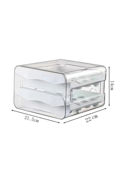 2-tier 1pc White 1pc Kitchen Egg Storage Box Refrigerator Fresh Plastic 2-Layer Drawer Type Large Ca