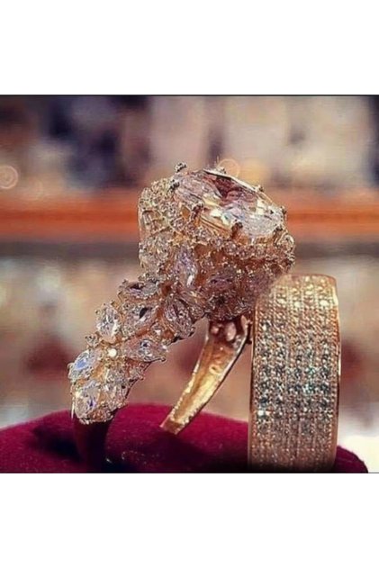 6 P960 -2 Fashion Luxury Princess Ring Set Cubic Zircon Bridal Marriage Elegant Rings for Women Coup
