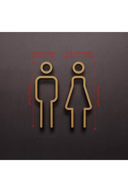Gold style C Set Funny Bathroom Signs for Men Women Creative 2D Flat Restroom Door Decor Restaurant