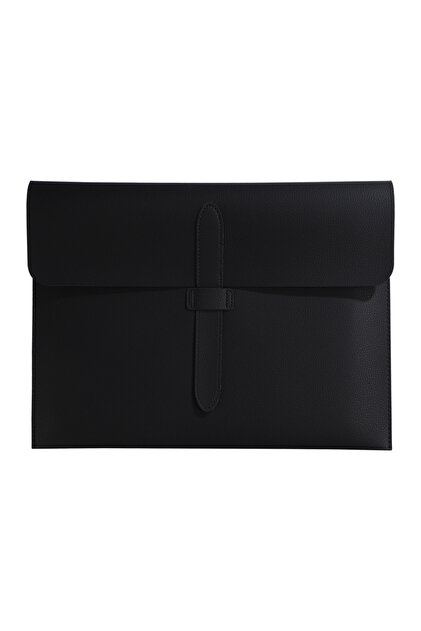 black A4 Thick Leather Document Bag, A4 Folder,Business Information Bag, School And Office Supplies,
