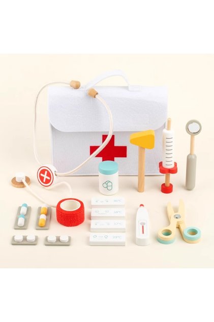 With Bag Wooden Doctor Kit For Kids,Pretend Playset For Toddlers With Medical Bag For Boys and Girls