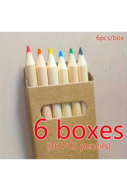 6 box-36 pcs pencil 36/12pcs 8.8CM Mini Colored Pencil in Kraft Box Kawaii Kids Children Draw Pen Cu