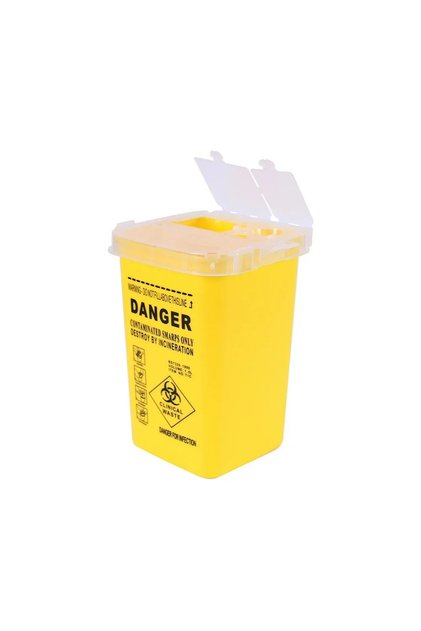YELLOW 1L Plastic Tattoo Waste Box Medical Supplies Container Disposable Microblading Sharps Needle