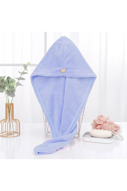 Blue Microfiber Hair Towel Magic Fast Drying Dryer Towel Women Wrap Head Absorption Water Bath Hat
