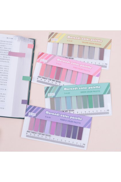 4 pcs 200 Sheets Morandi Ins Style Paper Sticky Notes High End Index Tabs Adhesive Memo Pads Sticky