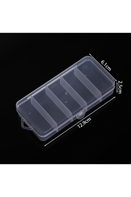 Clear 1pc 5 Grids White Plastic Storage Box Transparent Dustproof Organizer for Earring Jewelry Hair