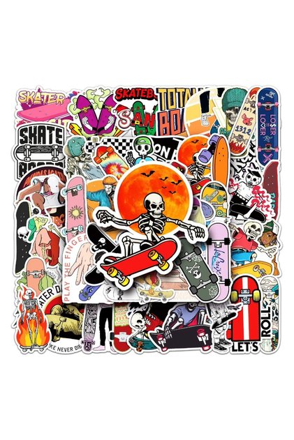 A587302-50PCS 50PCS New Cartoon Cool Skateboard Sticker Pack Skateboard Guitar Decoration DIY iPad W