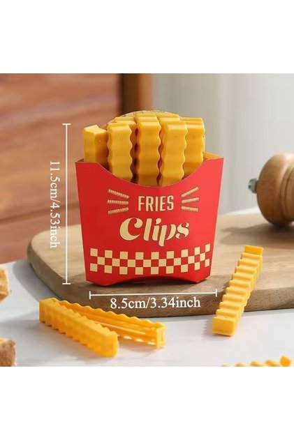 12PCS-Set 12Pcs/Set Food Moisture-proof Sealing Clip, with Magnetic Refrigerator Sticker, Fries Long
