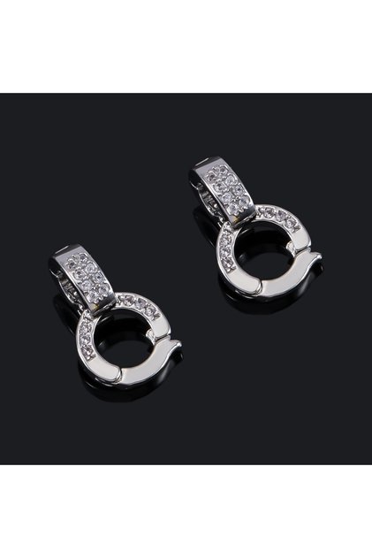 2 pcs Rhodium Color 2pcs 18K Gold Plated Brass Pendant Bail Hooks Clasp Inlaid Zircon Connector Clas